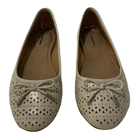 Hush Puppies Women's Shoes Leather Ballet Slip On Flats 9M Beige Perforated - Picture 8 of 10